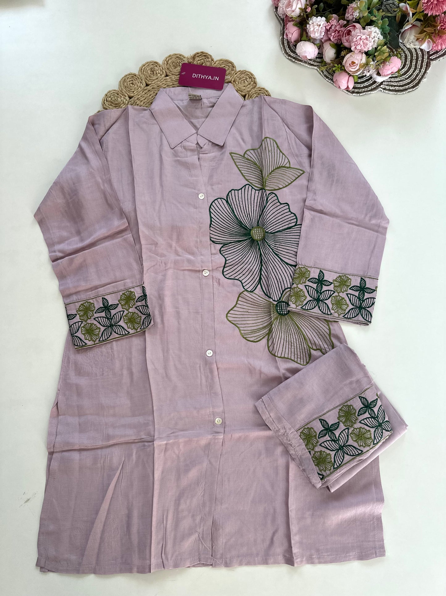 K416 - Muslin embroidered coord set