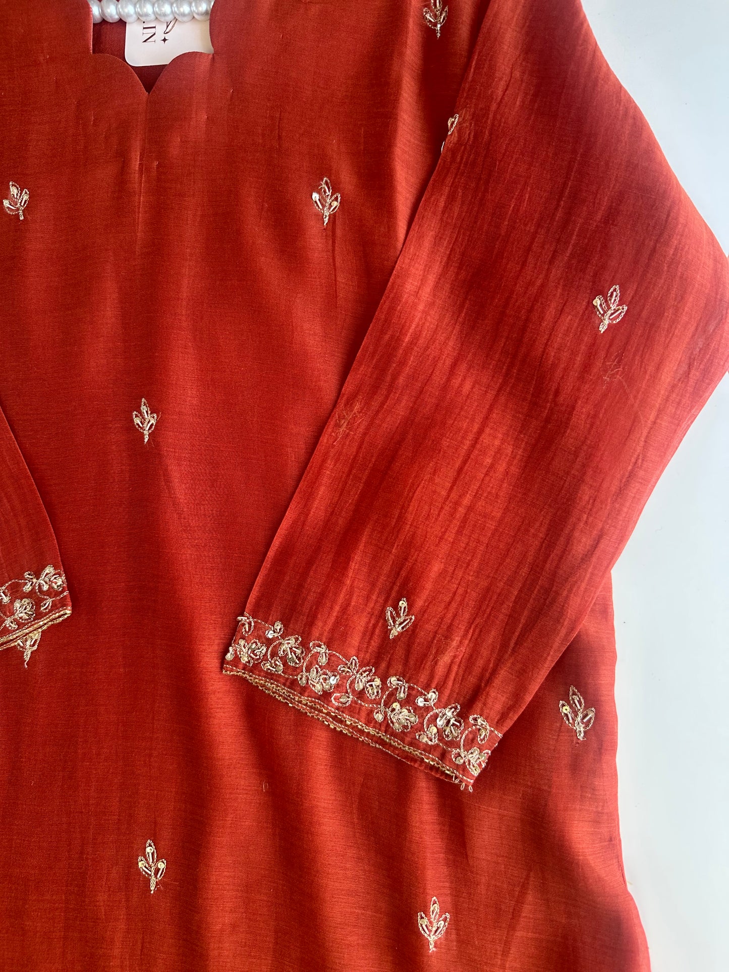 K430 - Mul Chanderi handwork Anarkali with pants and dupatta in 2 colours