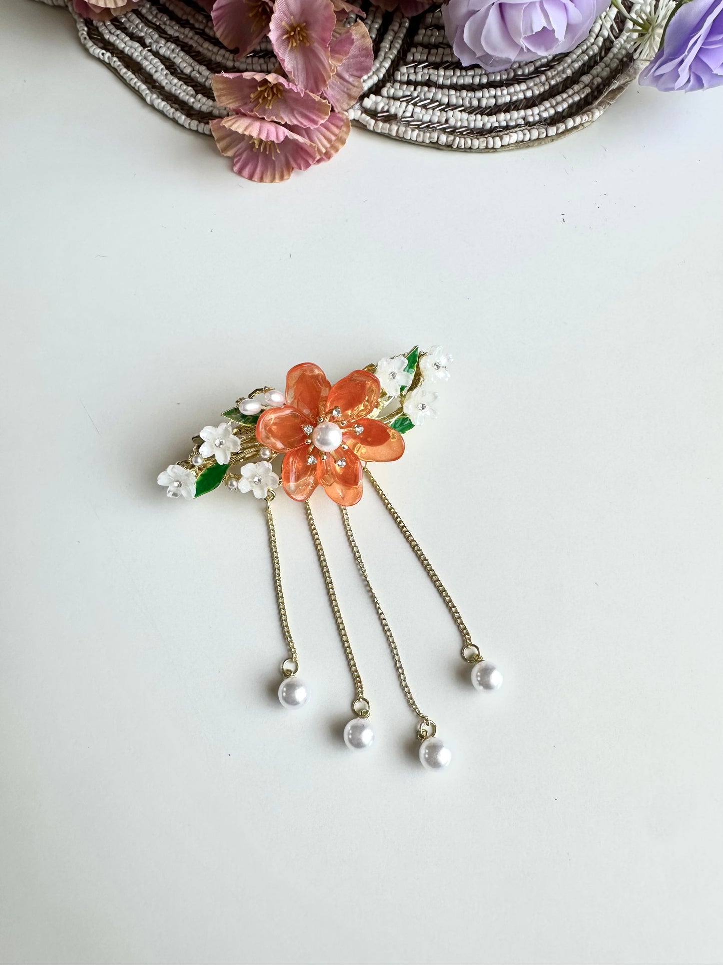 A024 - Floral hair buckle