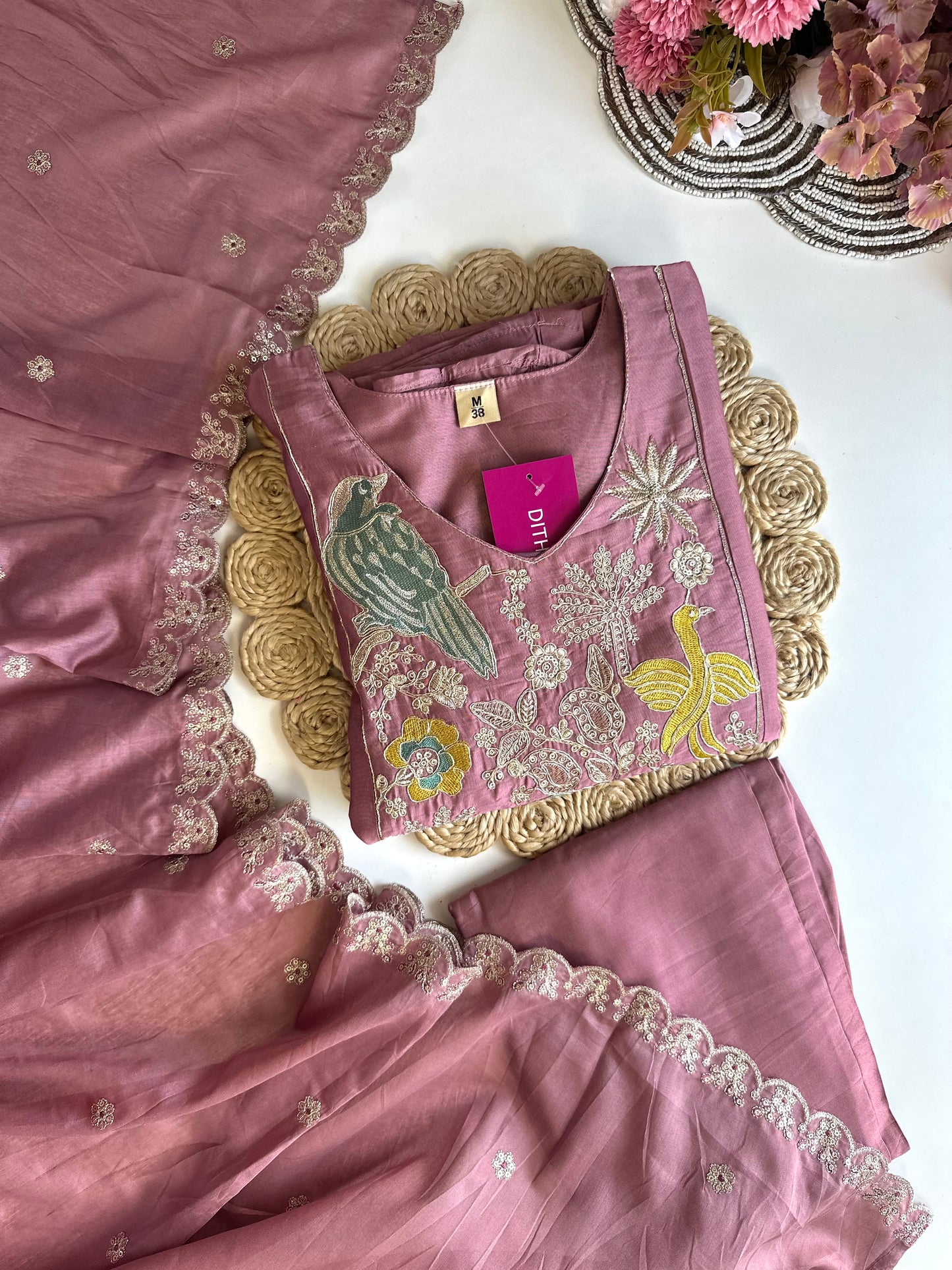 K458 - Roman silk Anarkali with pants and dupatta