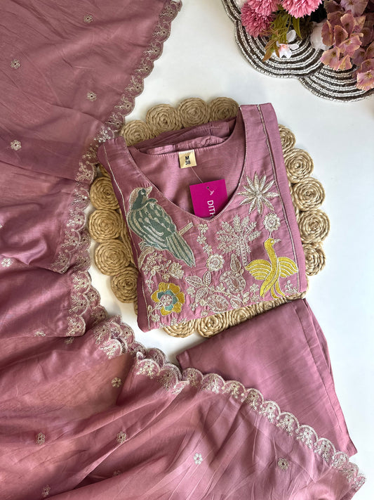 K458 - Roman silk Anarkali with pants and dupatta