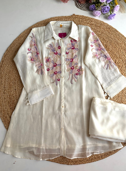 K341 - Mul Chanderi handwork coord set
