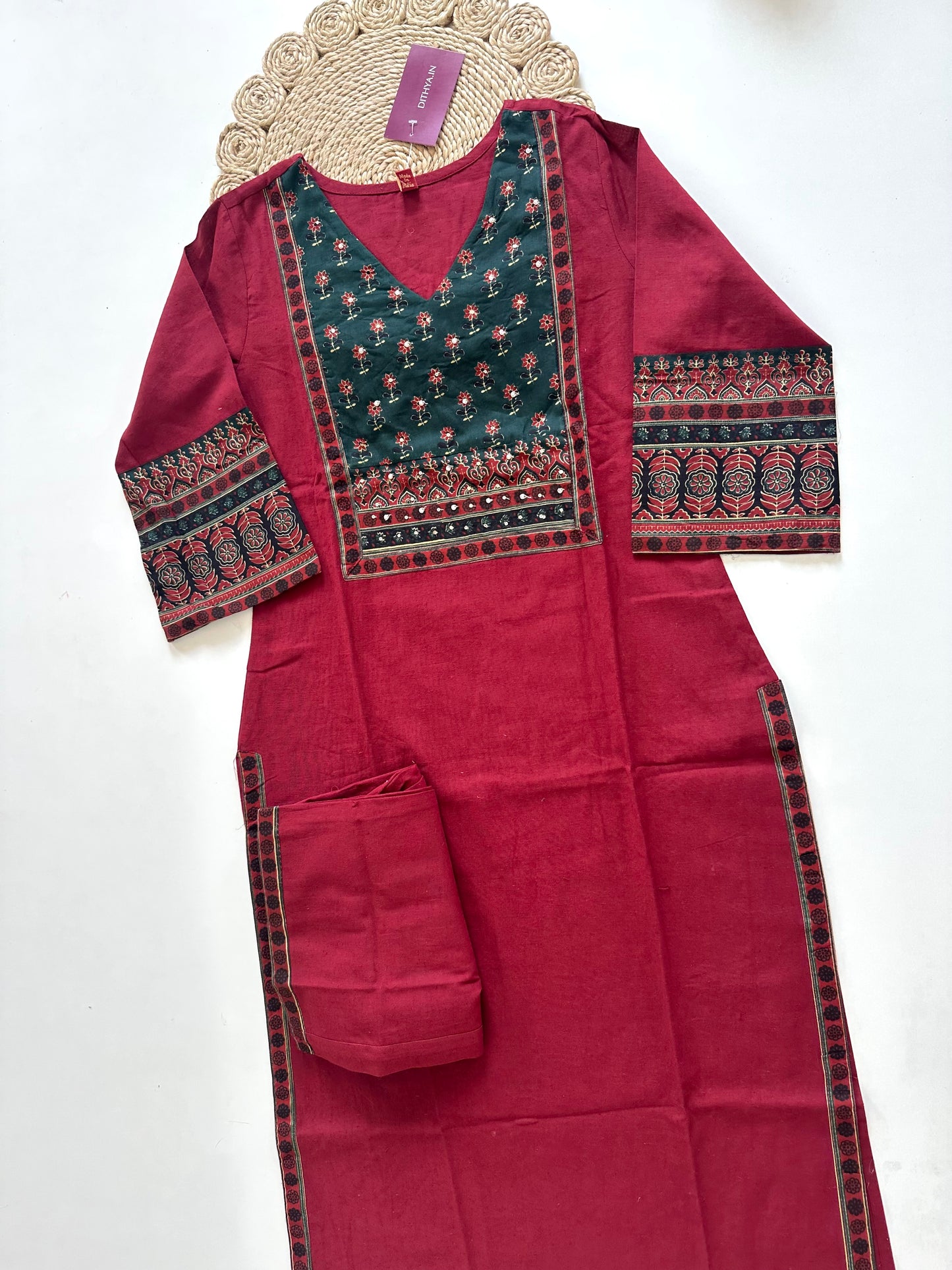 K389 - Cotton printed straight Kurti with palazzo.