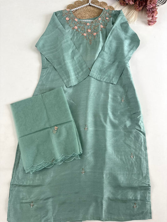 D239 - Dola silk straight kurti with dupatta