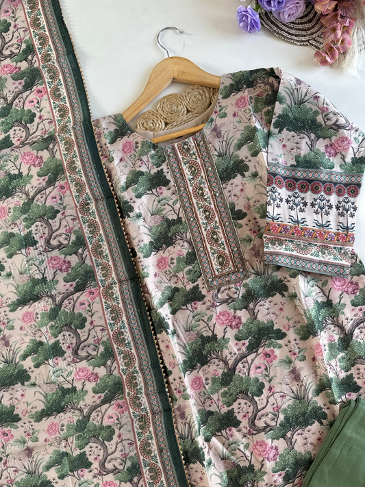 D345 - Roman silk straight kurti with pants and dupatta