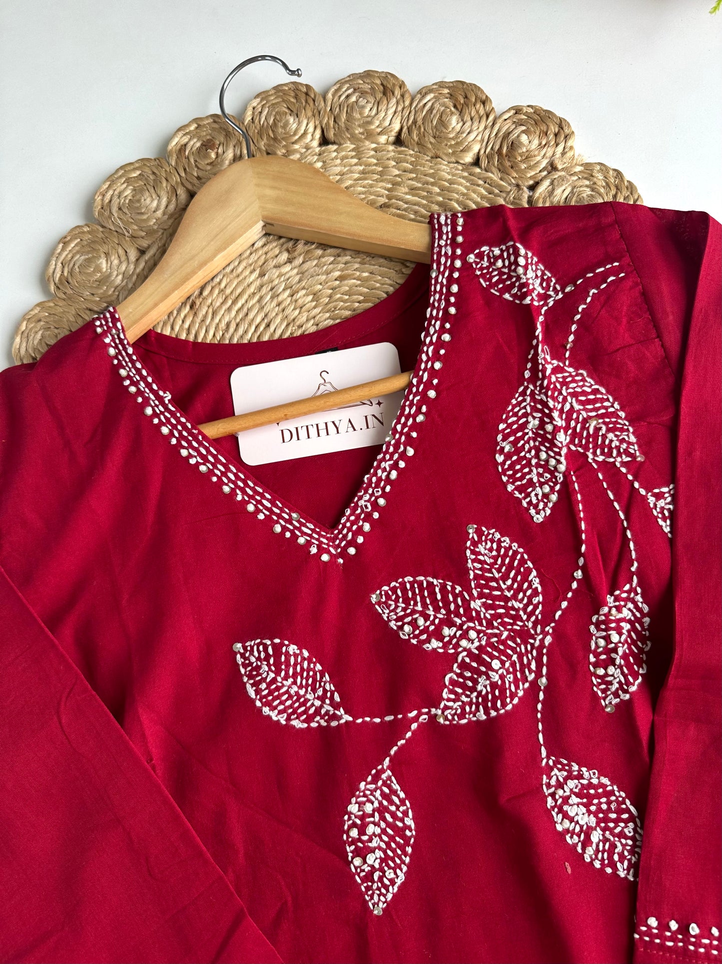 K526 - Mul cotton embroidered coord set