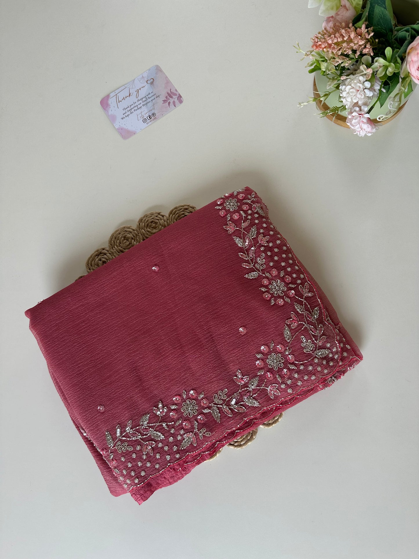 S005 - Crush Tissue handwork sarees in 2 colours