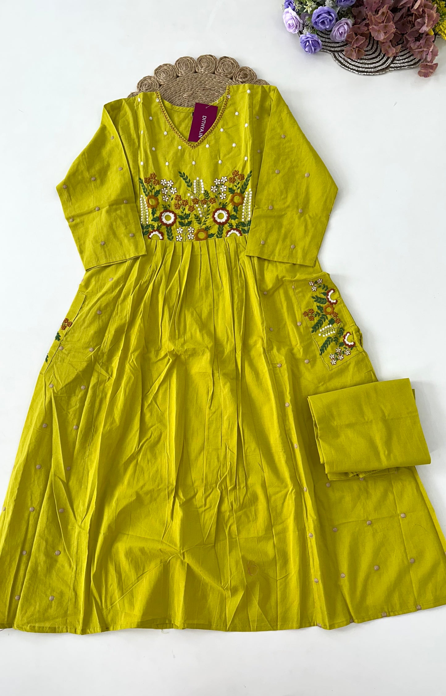 K044 - Cotton Aline kurti with pants