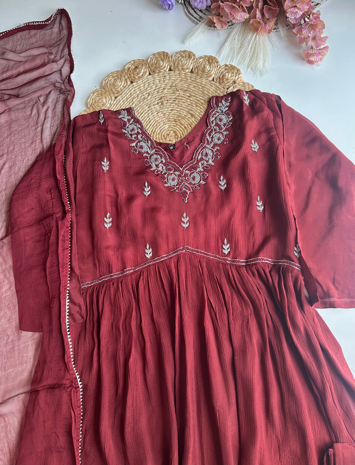 D246 - Chinnon Alia cut Anarkali with pants and dupatta