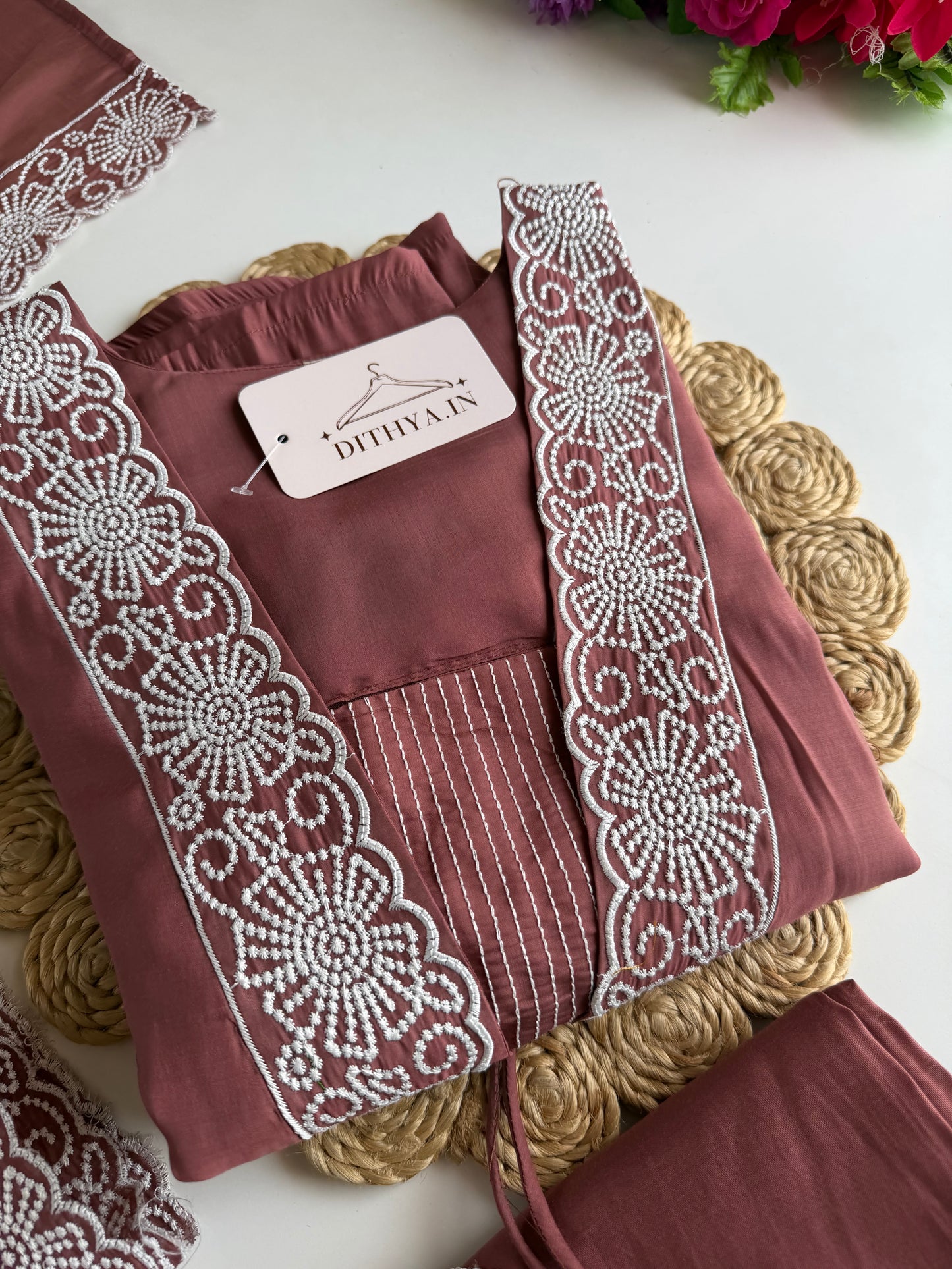 K516 - Surat Mul chanderi embroidered Anarkali with pants and dupatta