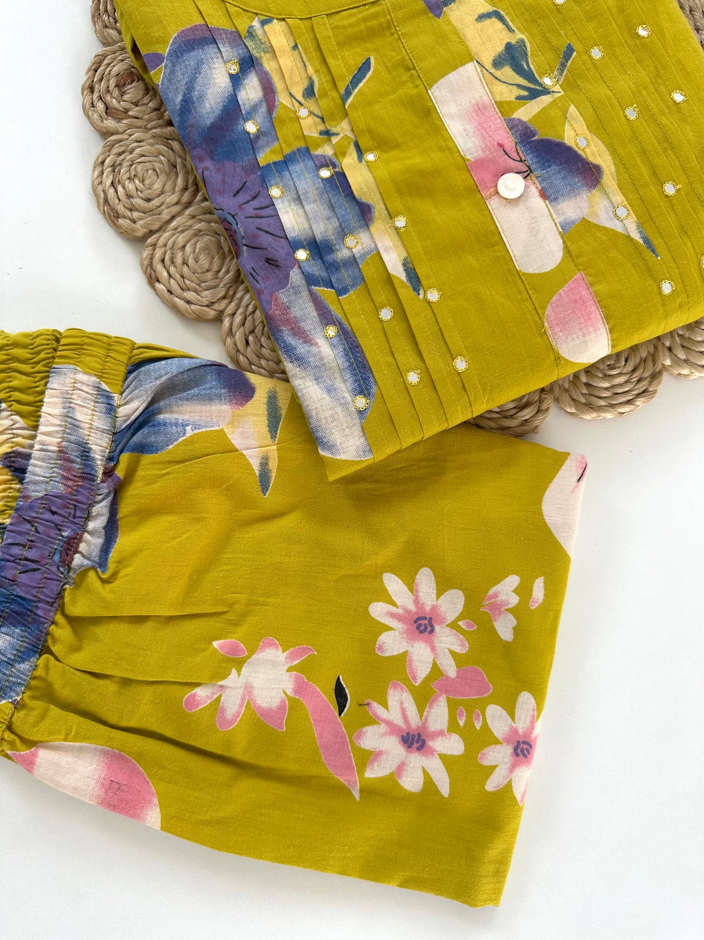 K230 - Cotton floral Kurti with pants