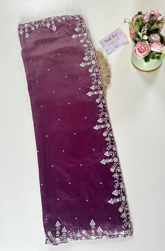 S009 - Ombre Organza Handwork saree .