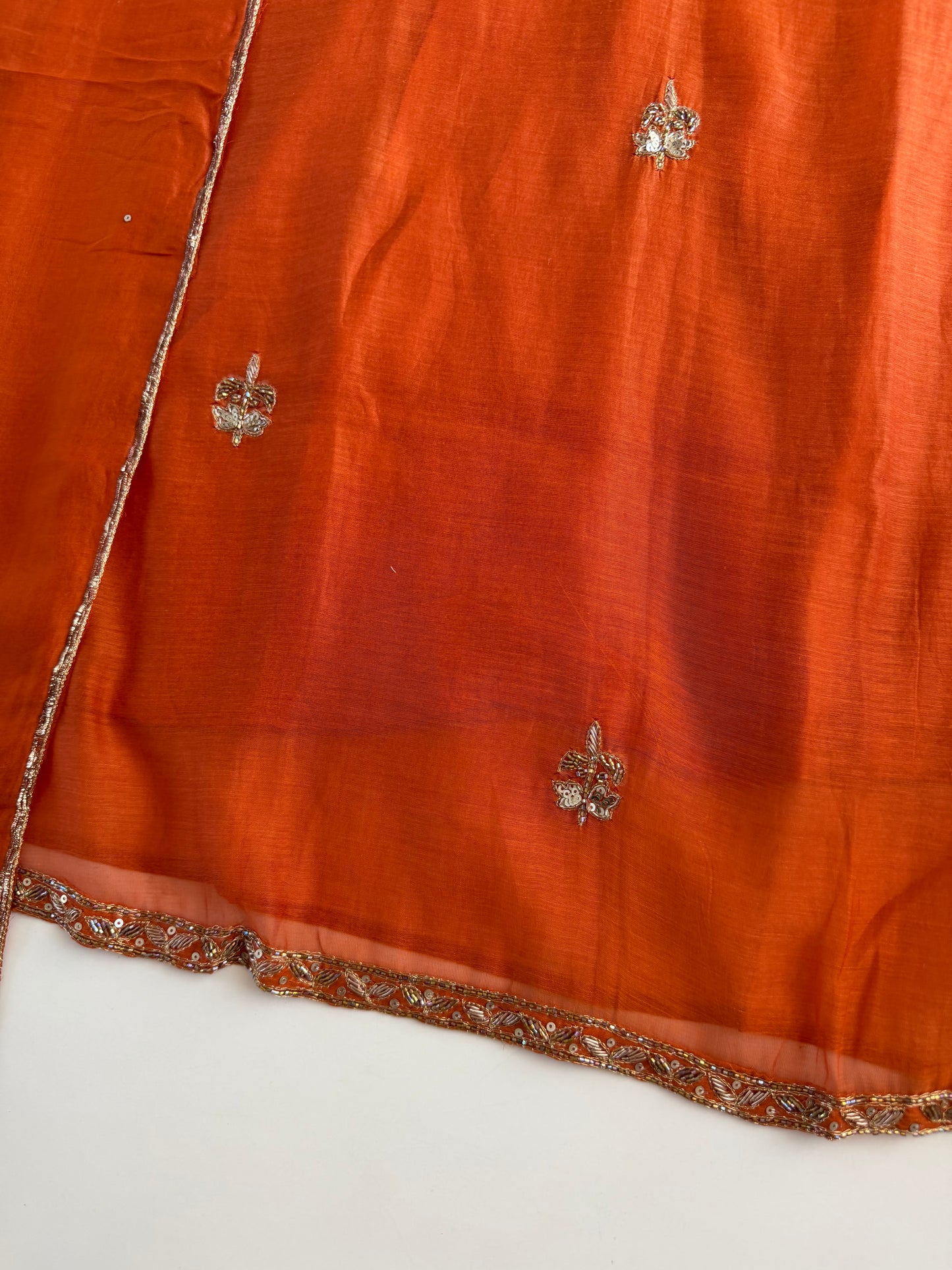 K260 - Mul chanderi handwork Aline Kurti with pants and dupatta