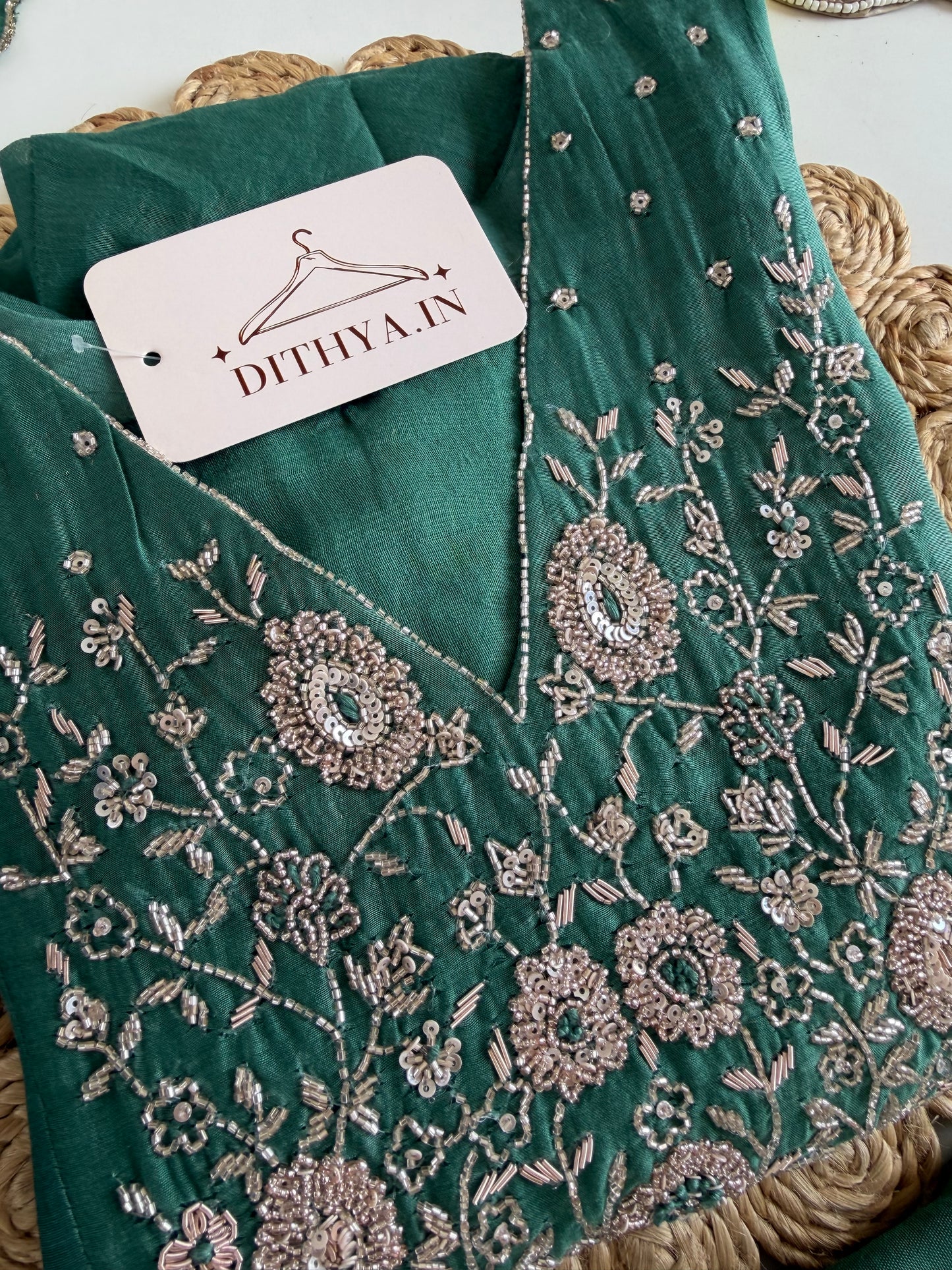 K540 - Mul chanderi handwork Anarkali with pants and dupatta