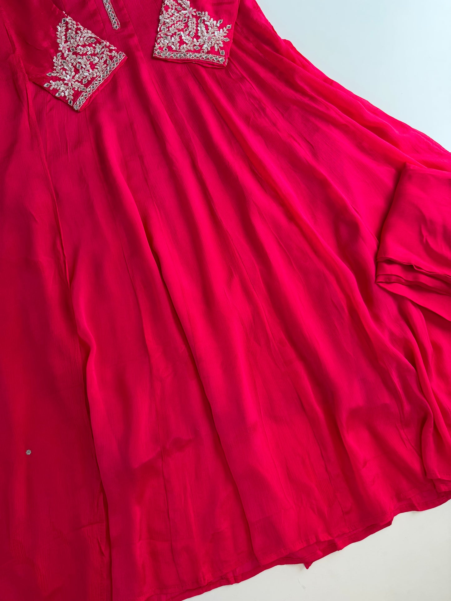 K538 - Chinnon handwork Anarkali with pants and dupatta in 2 colours