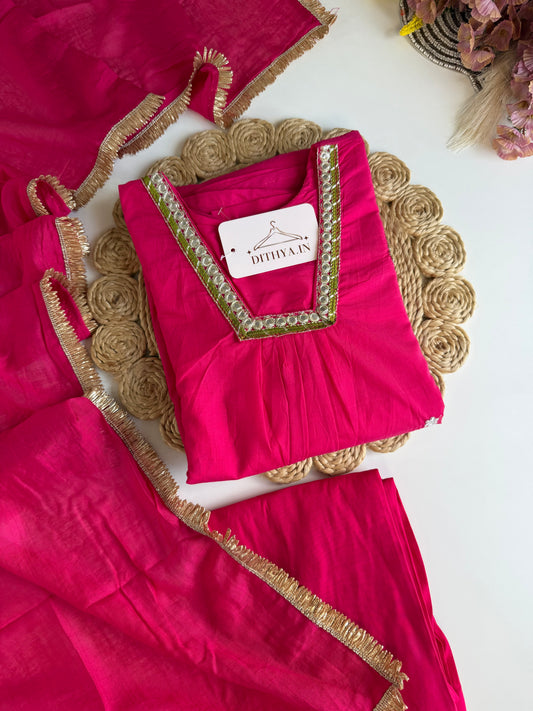 K272 - Roman silk Anarkali with pants and dupatta