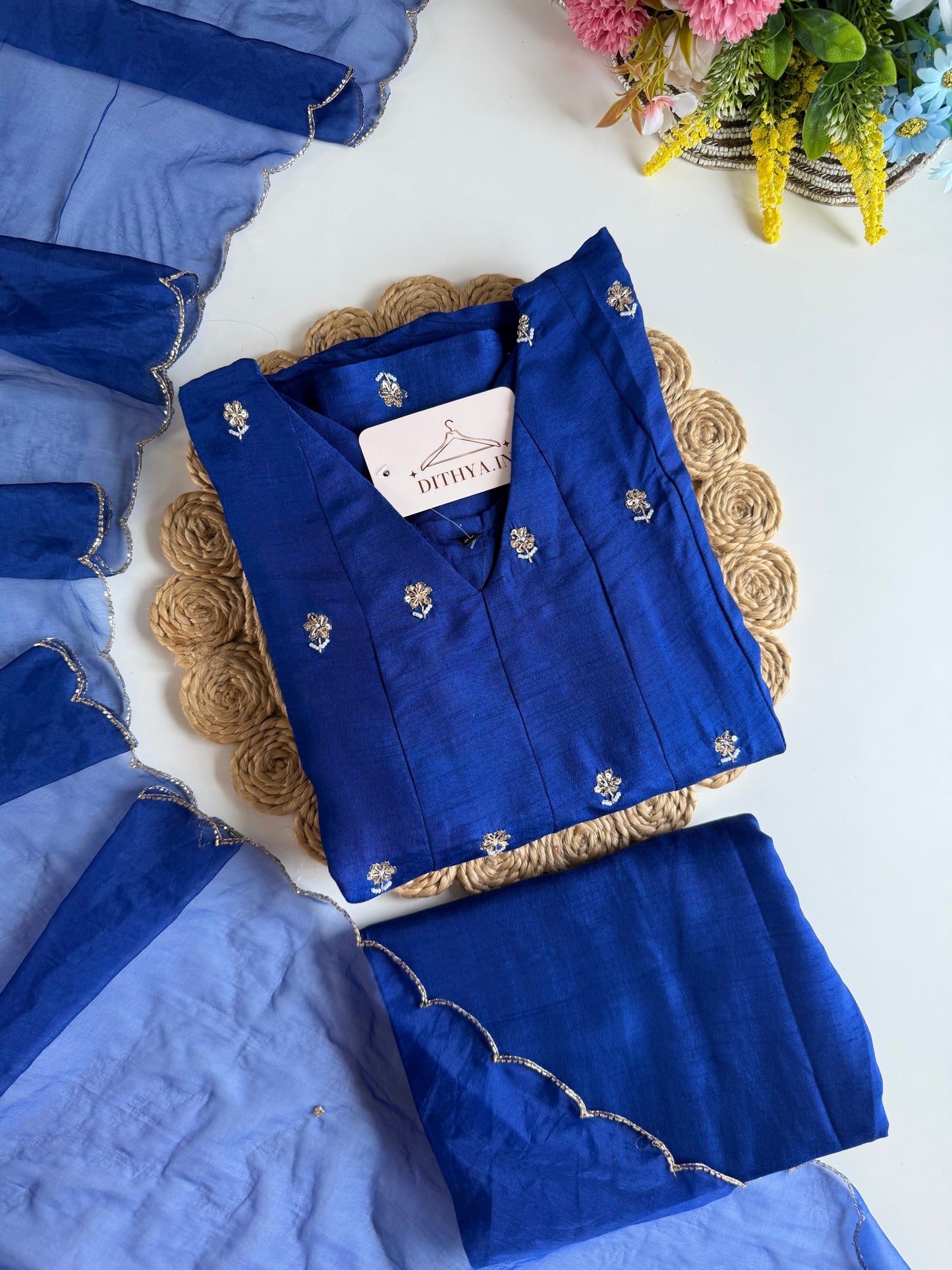 K231 - Russian silk handwork Anarkali with pants and dupatta