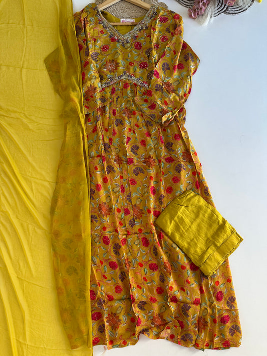 D370 - Chinnon Alia cut Anarkali with pants and dupatta