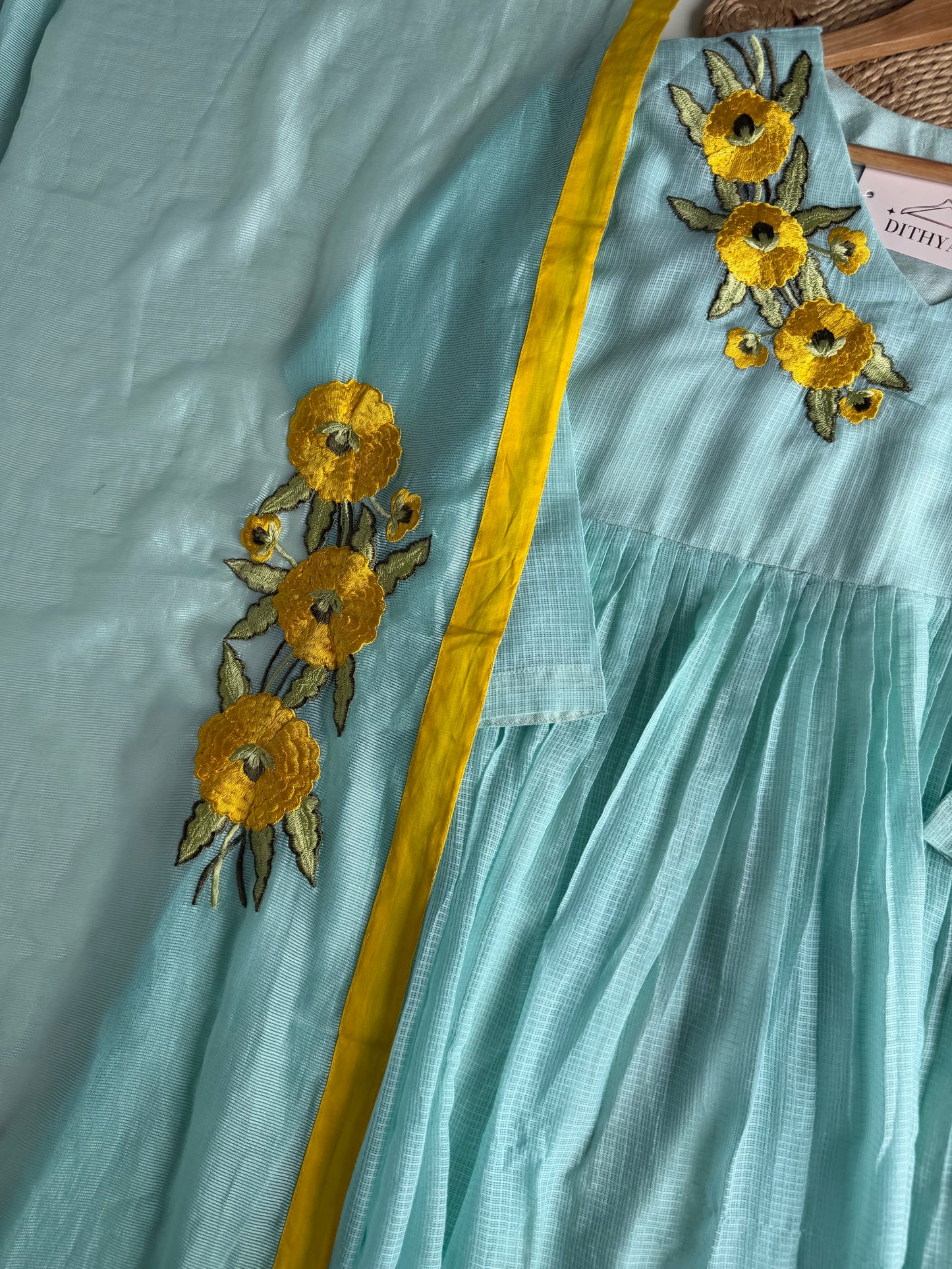 K245 - Kota doriya embroidered Anarkali with pants and dupatta