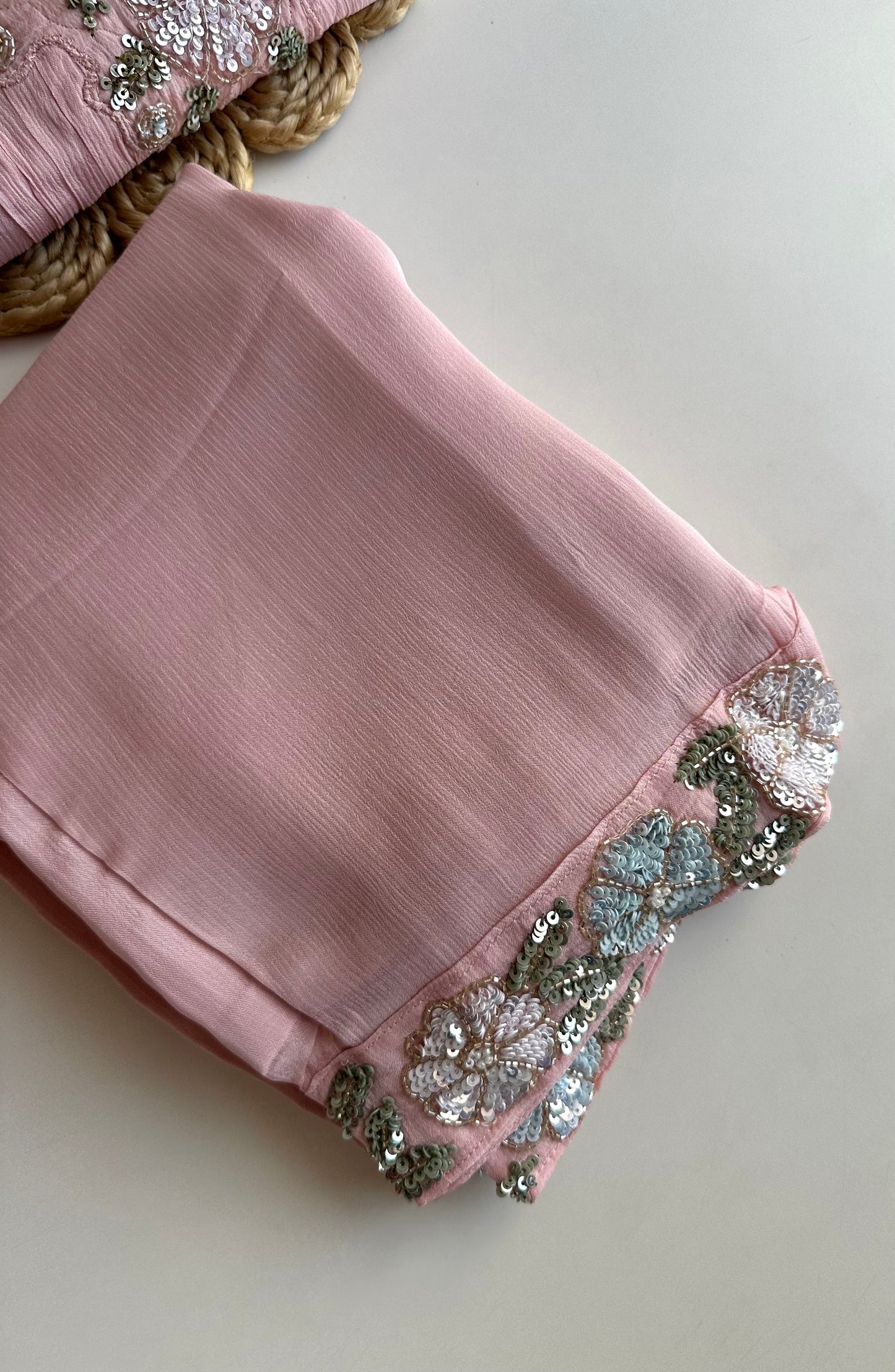 K227 - Chinnon handwork Aline Kurti with pants in 2 colours