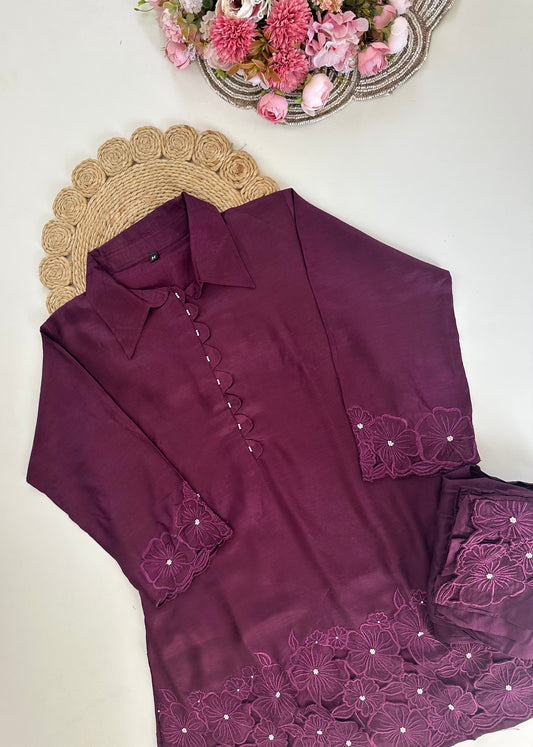 K291 - Russian silk cutwork coord set