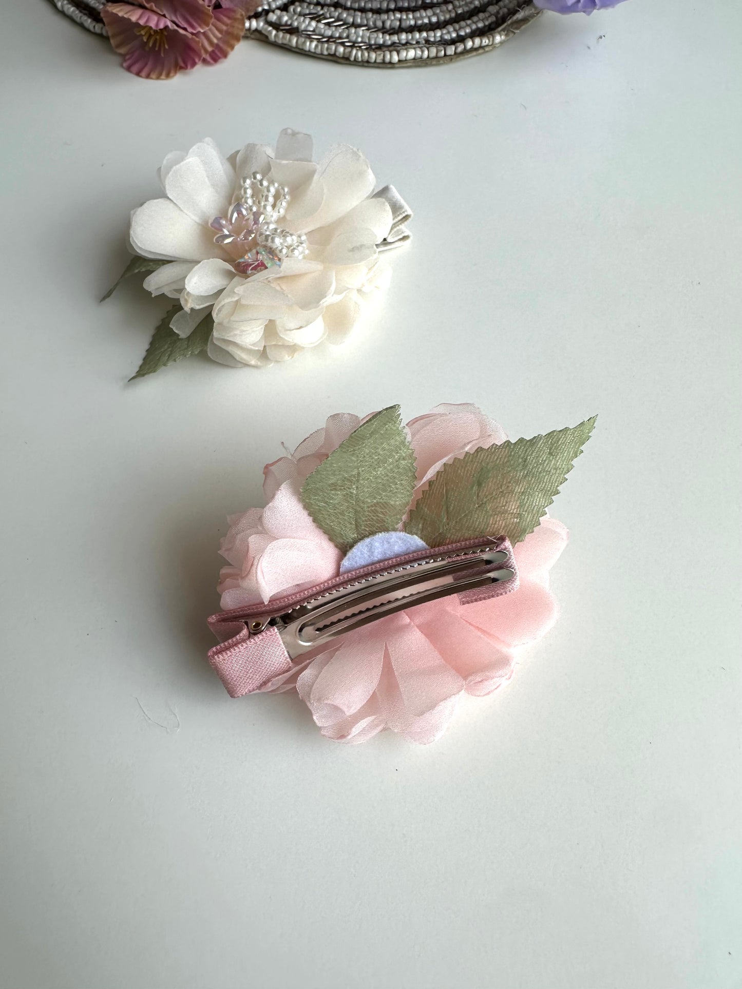 A023 - Organza flower hair slide ( per piece )