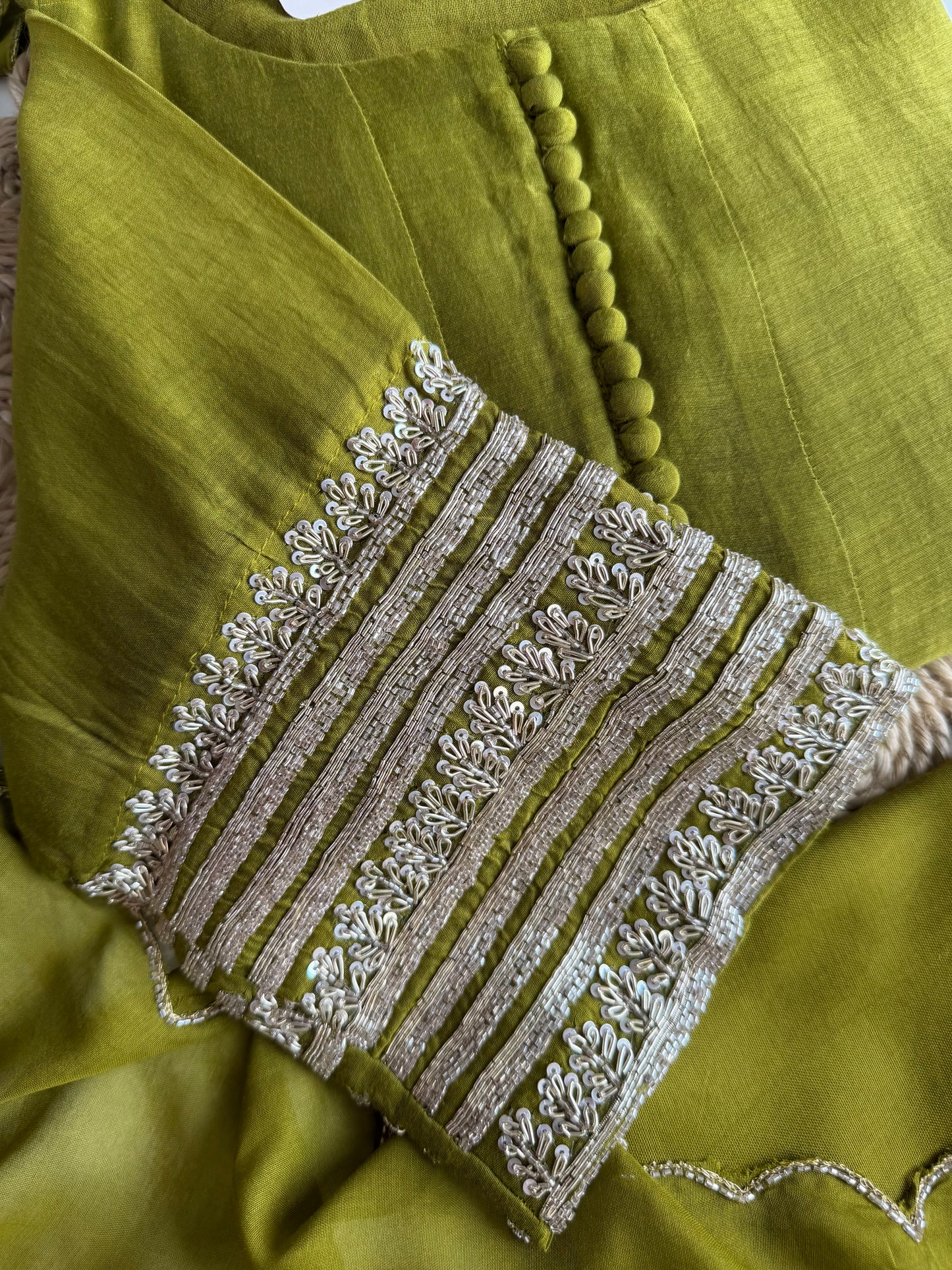 K002 - Mul chanderi handwork Anarkali with pants and dupatta