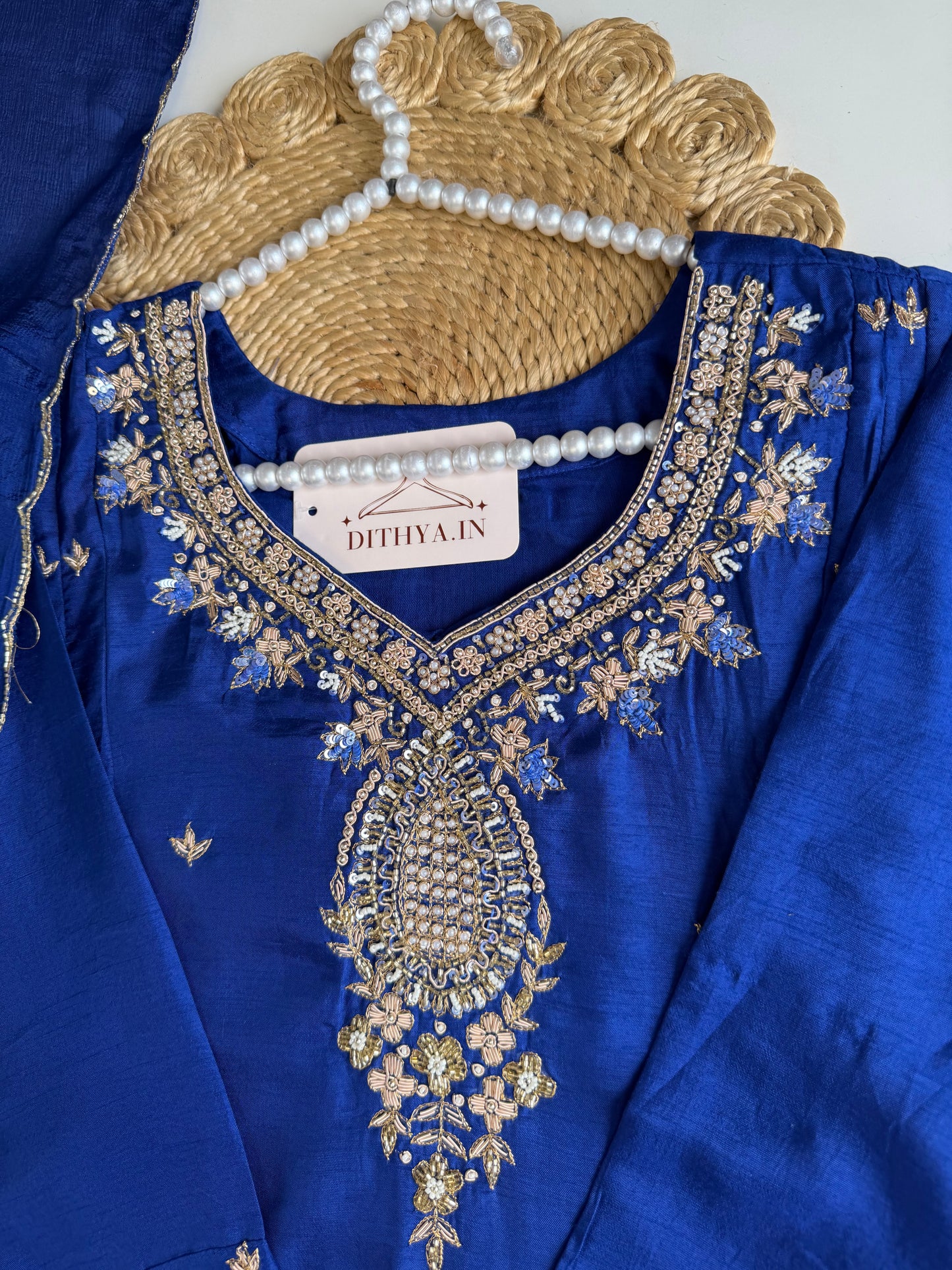 K206 - Russian silk handwork Anarkali with pants and dupatta