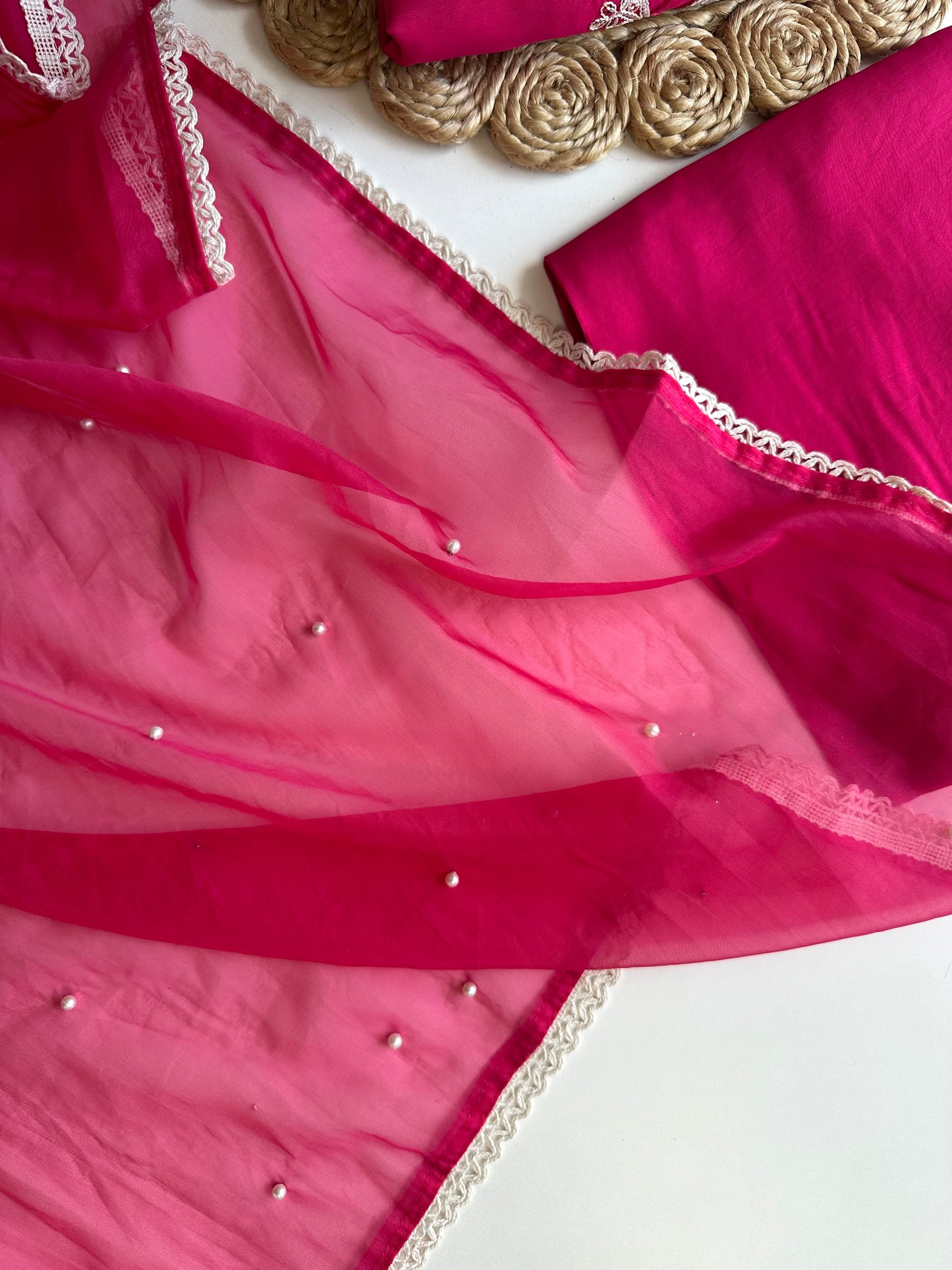 K459 - Roman silk embroidered straight Kurti with pants and dupatta