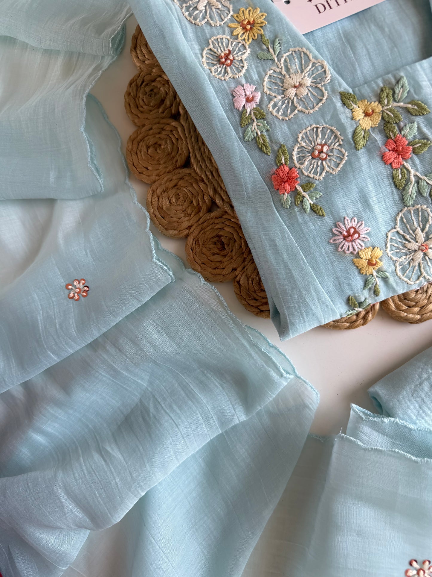 K703 - Mul chanderi embroidered Anarkali with pants and dupatta