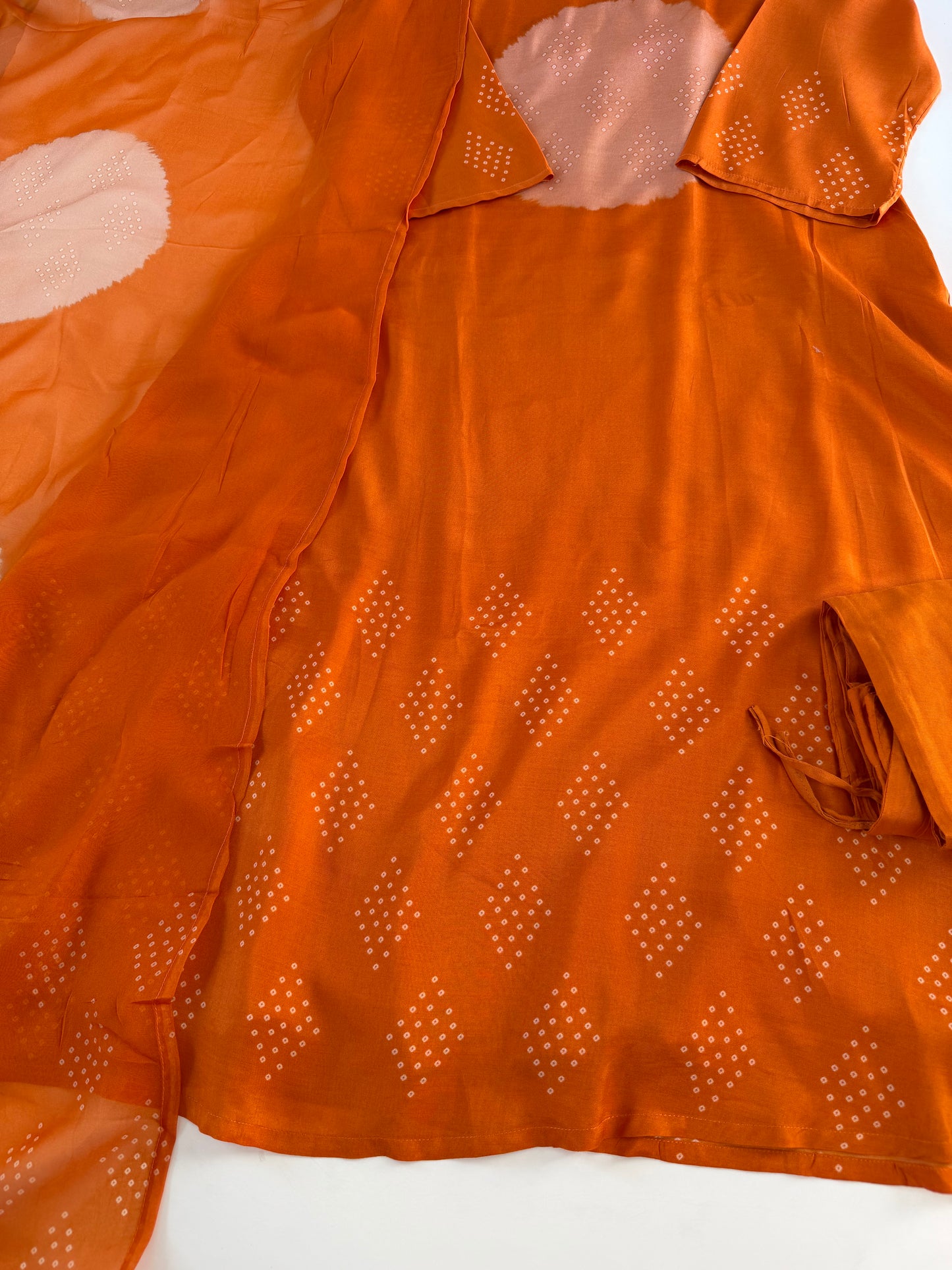 K599 - Muslin bandhini Aline Kurti with pants and dupatta