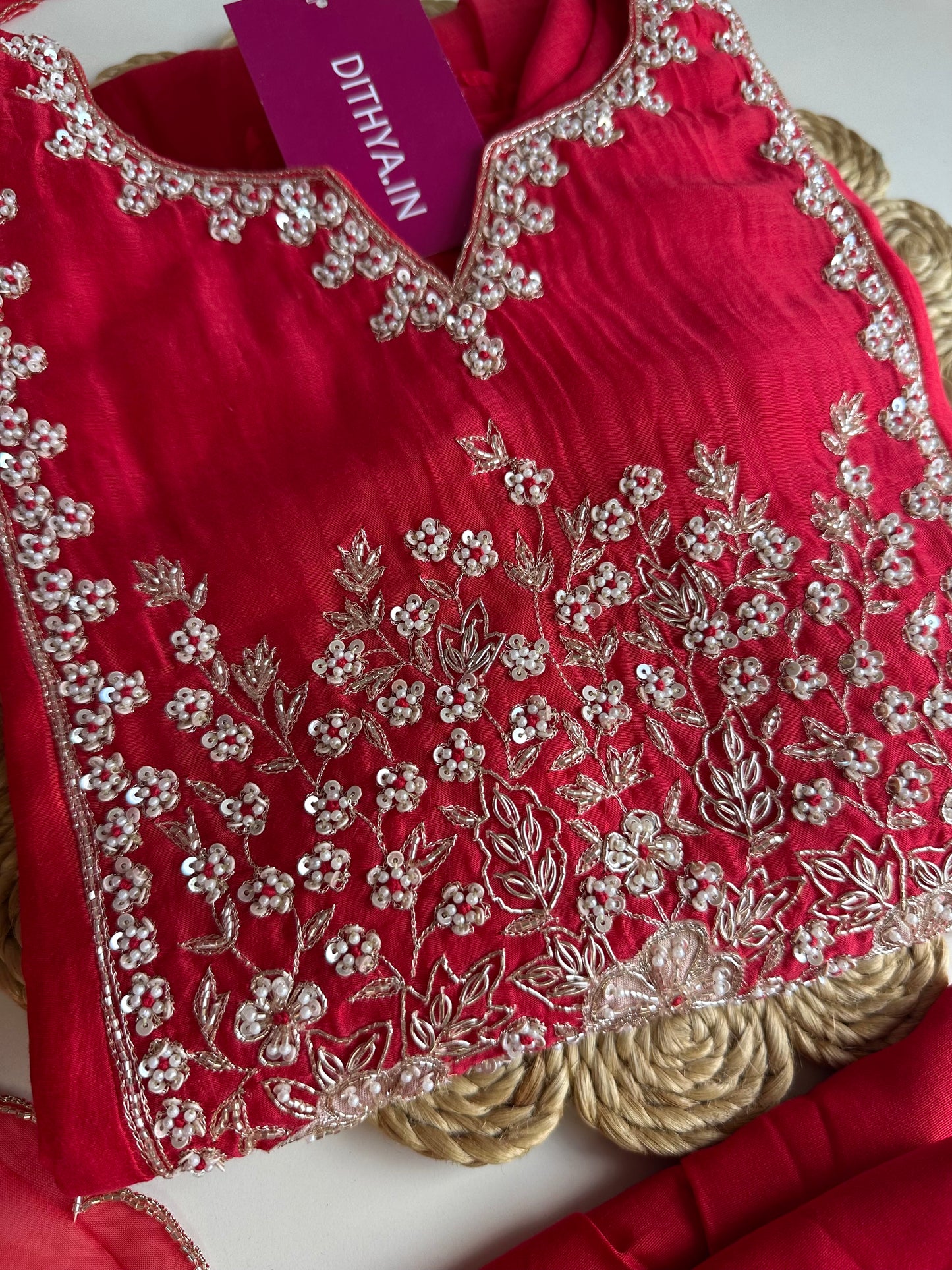 K138 - Mul chanderi Anarkali with pants and dupatta