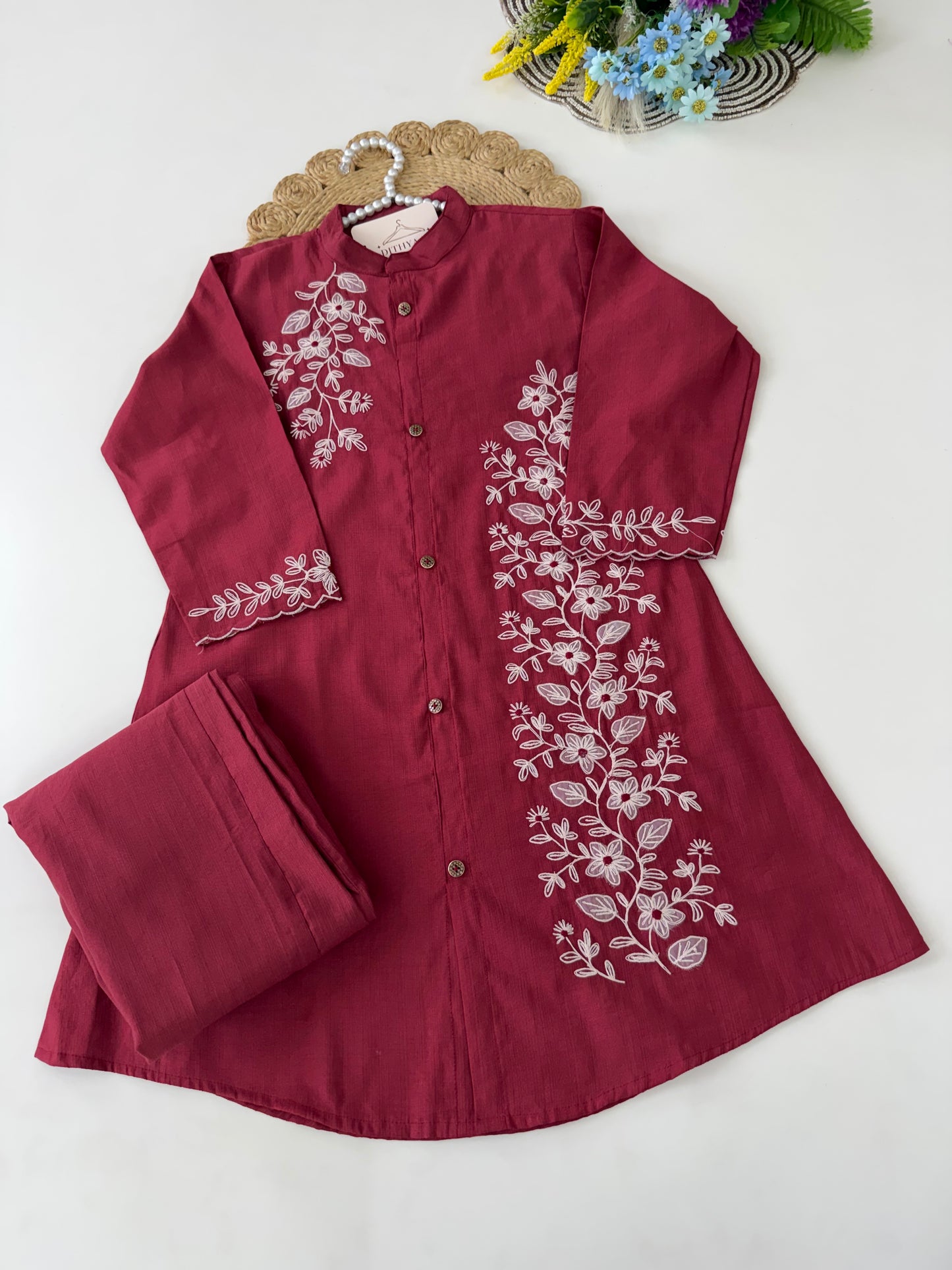 K463 - Mul cotton embroidered coord set