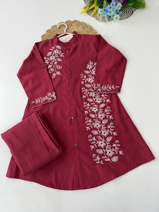 K463 - Mul cotton embroidered coord set