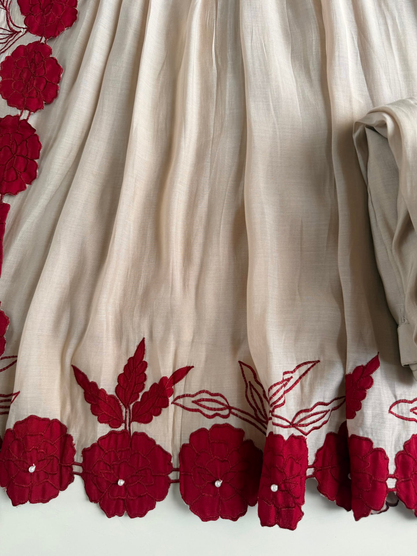PREORDER  DISPATCH JUNE 1st ONWARDS—                                   K429 - Surat mul chanderi embroidered Anarkali with pants and dupatta