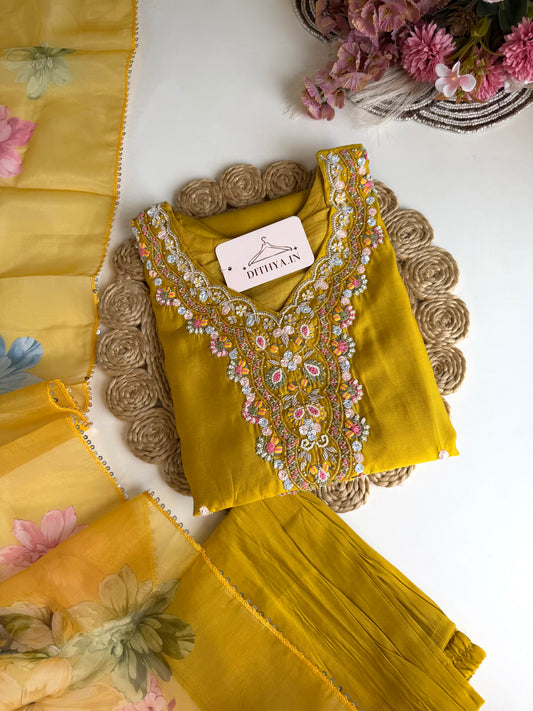 K500 - Roman silk straight Kurti with pants and dupatta