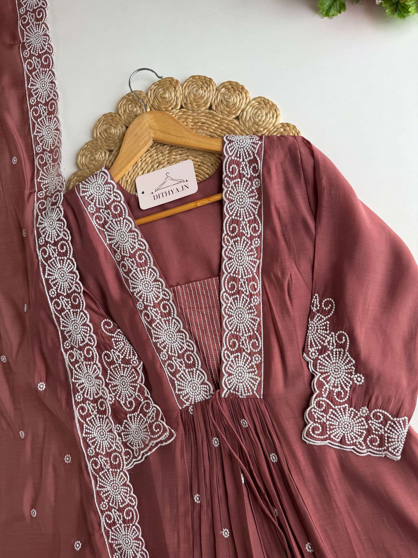 K516 - Surat Mul chanderi embroidered Anarkali with pants and dupatta