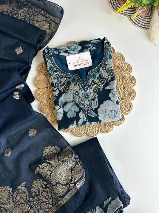 K490 - Roman silk straight Kurti with pants and dupatta