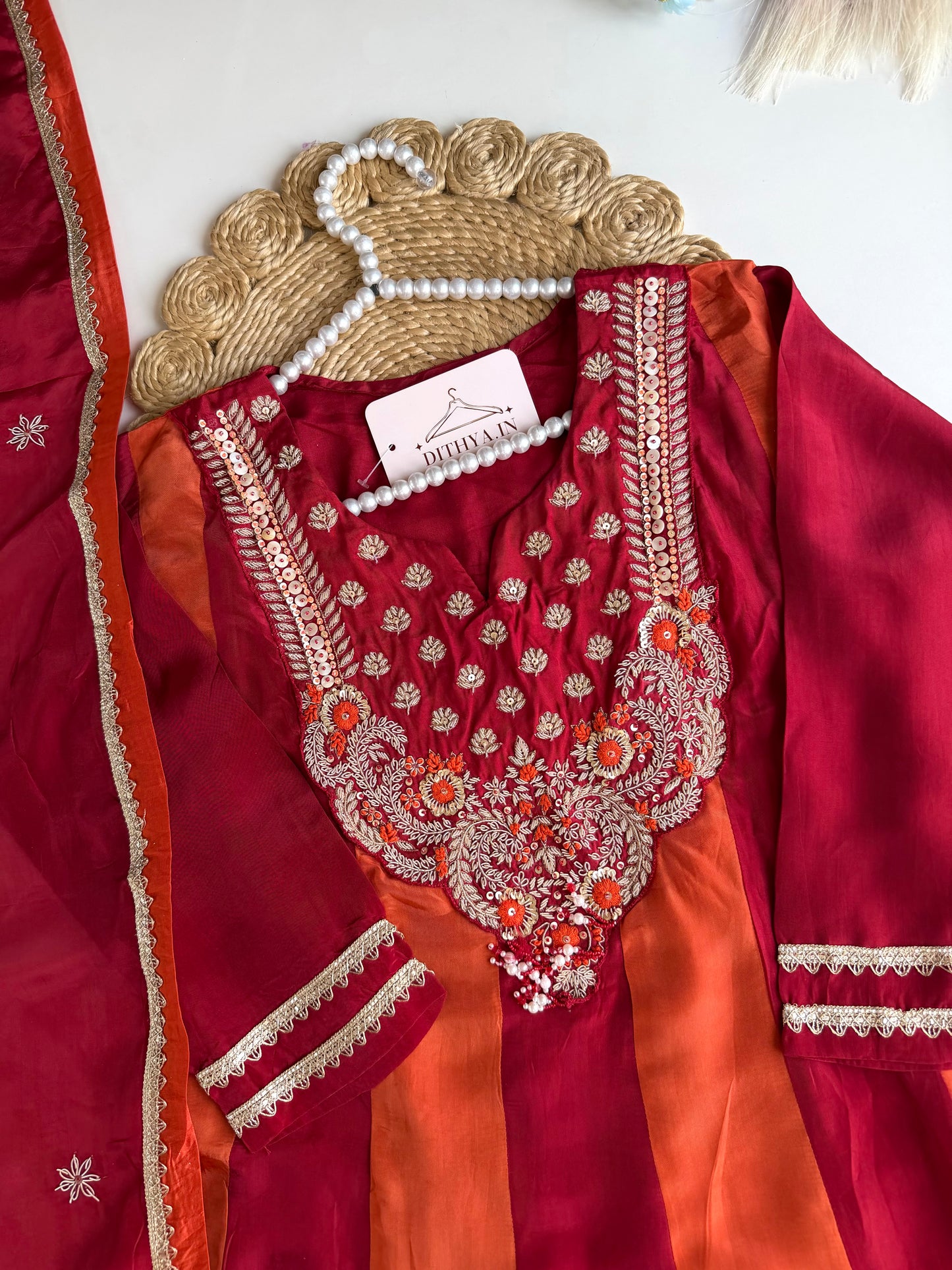 K605 - Georgette handwork Anarkali with pants and dupatta