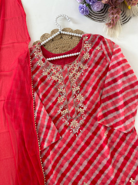 D309 - Dola silk straight kurti with pants and dupatta