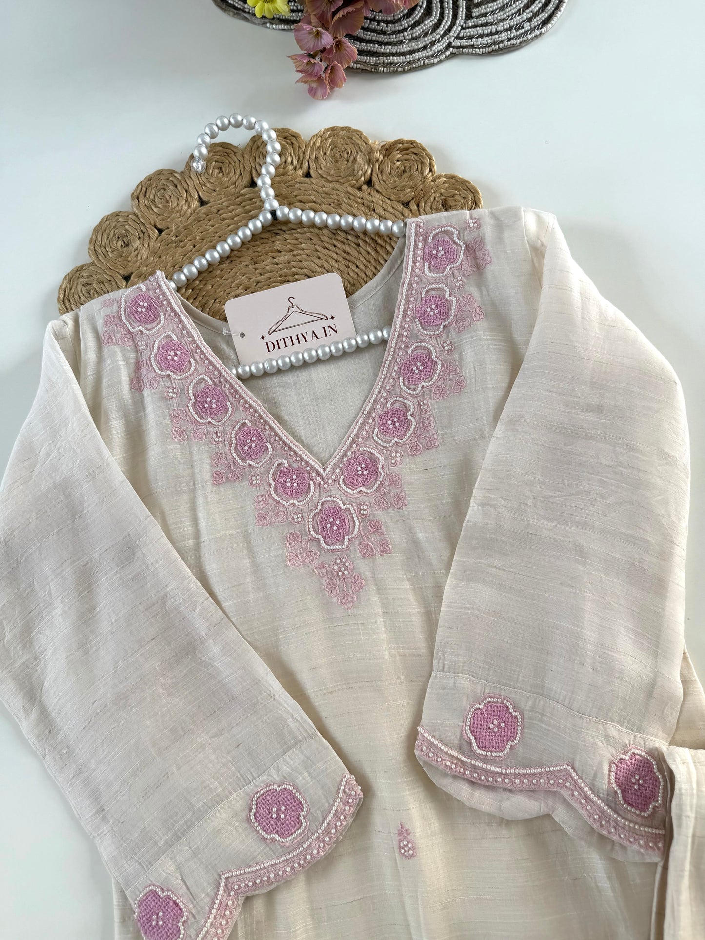 K479 - Pure linen cotton Handwork coord set