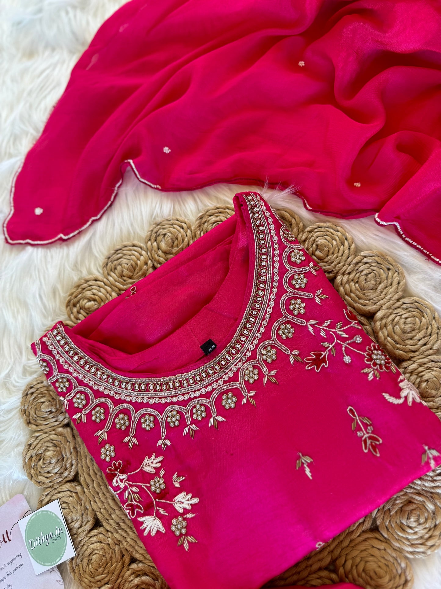 K036 - Russian silk kurti with pants and dupatta