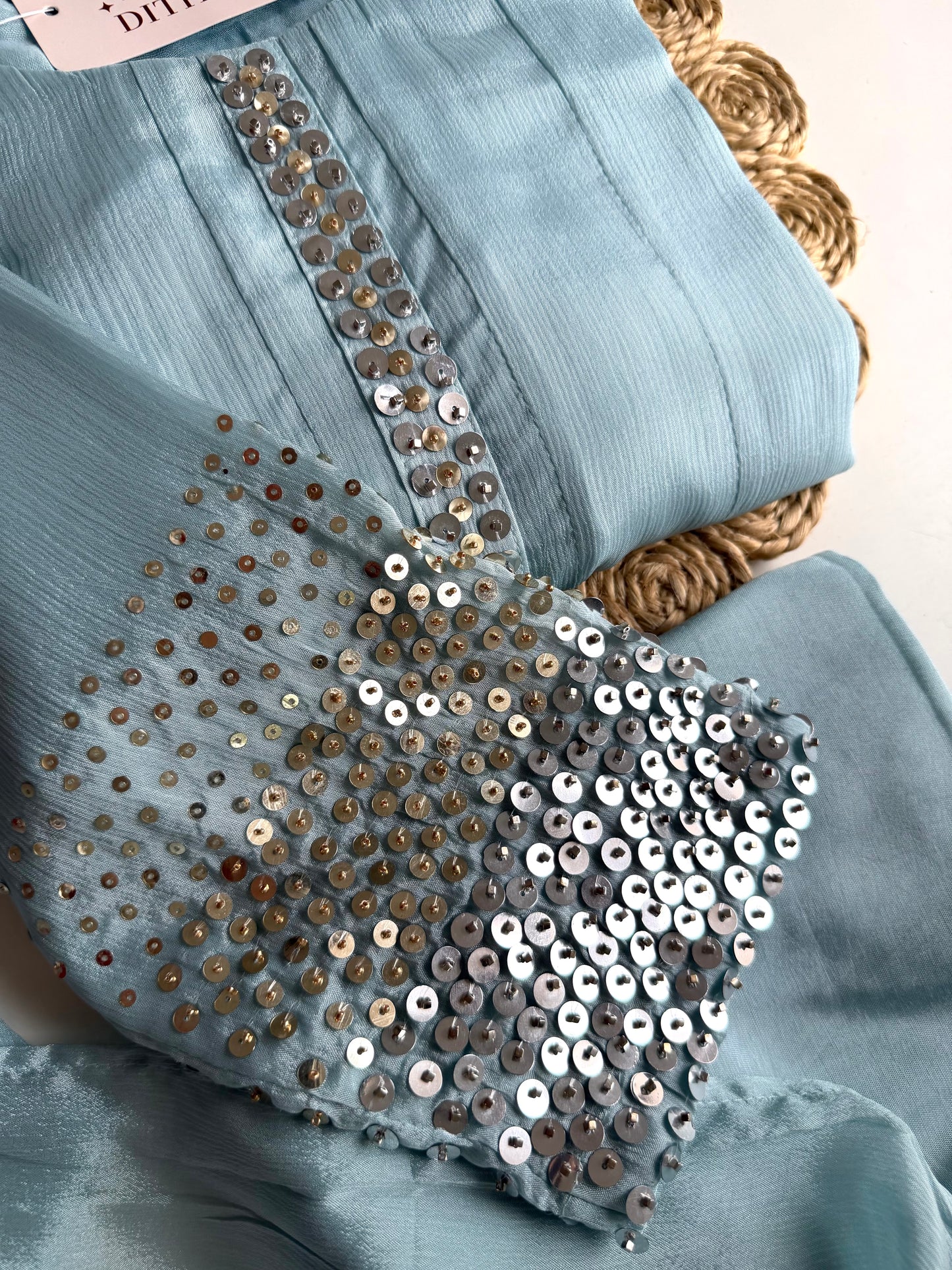 K237 - Pure Chinnon sequins Anarkali with pants and dupatta