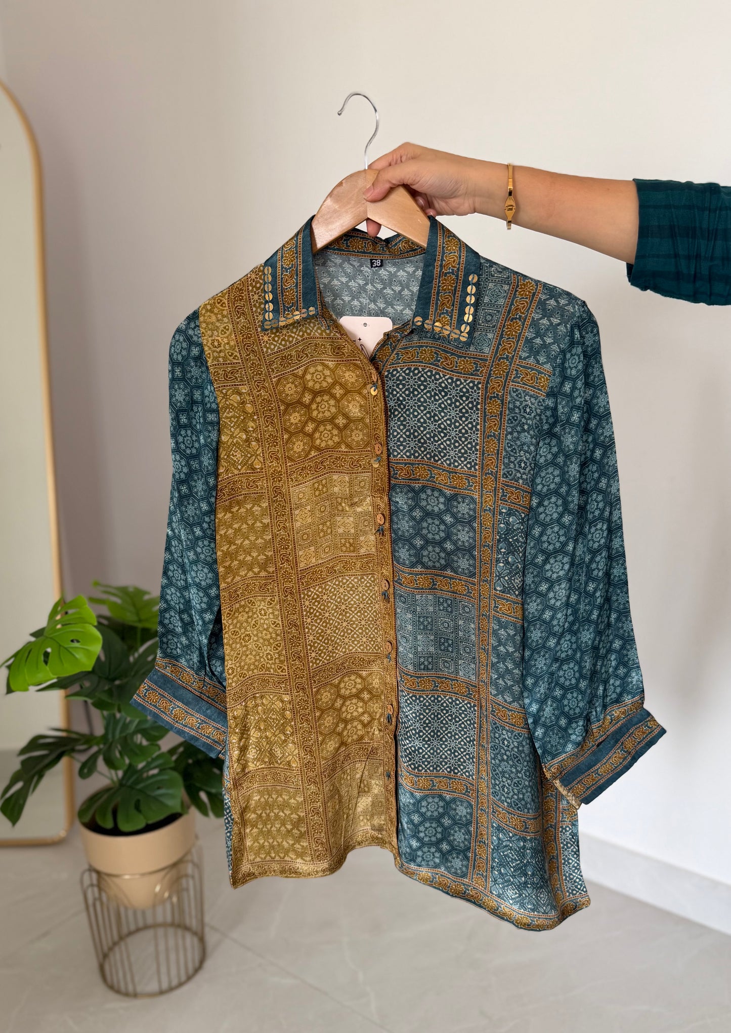 K451 - Pure crape Ajrakh shirt