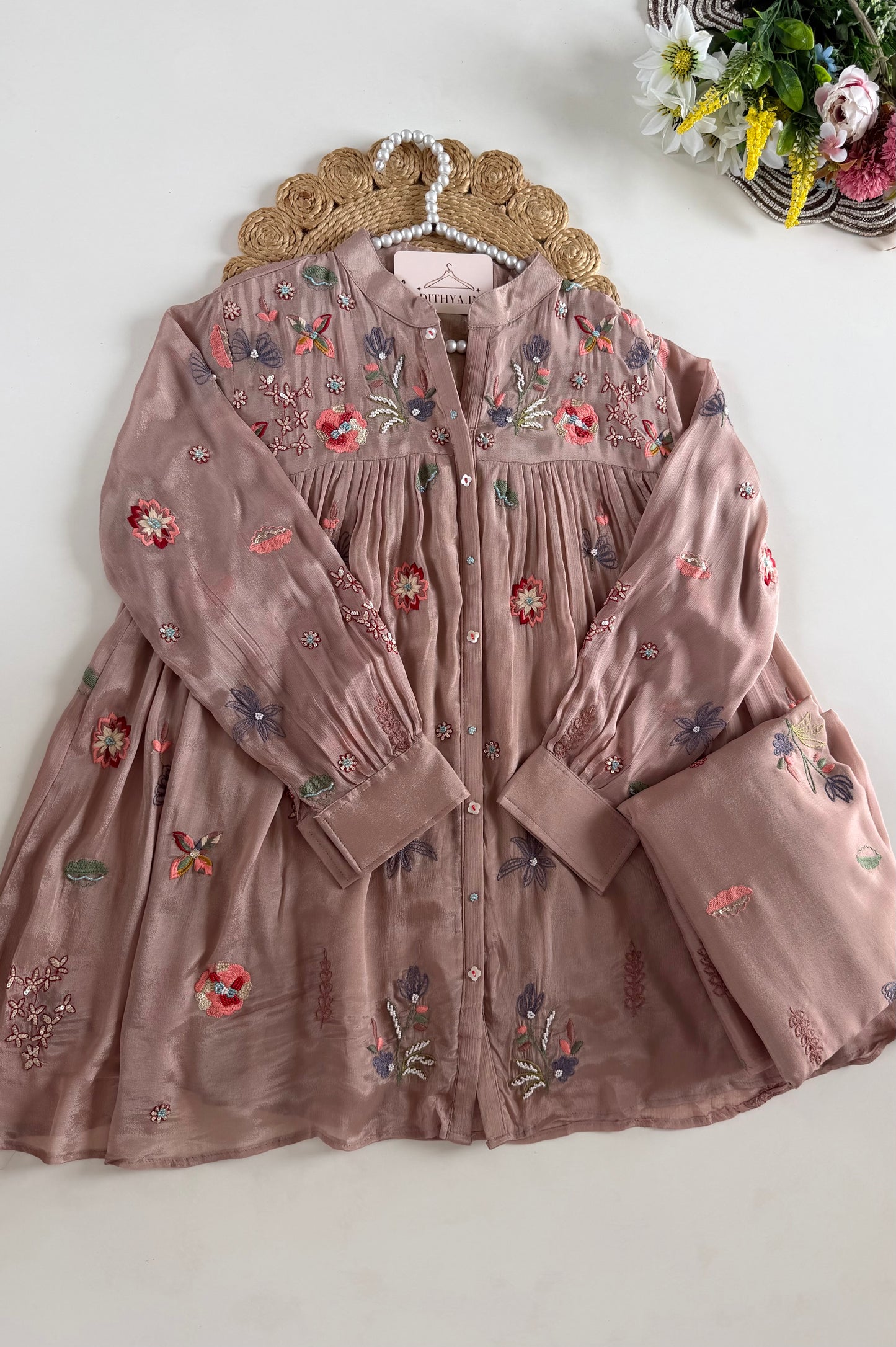 K483 - Pure Chinnon handwork coord set in 2 colours