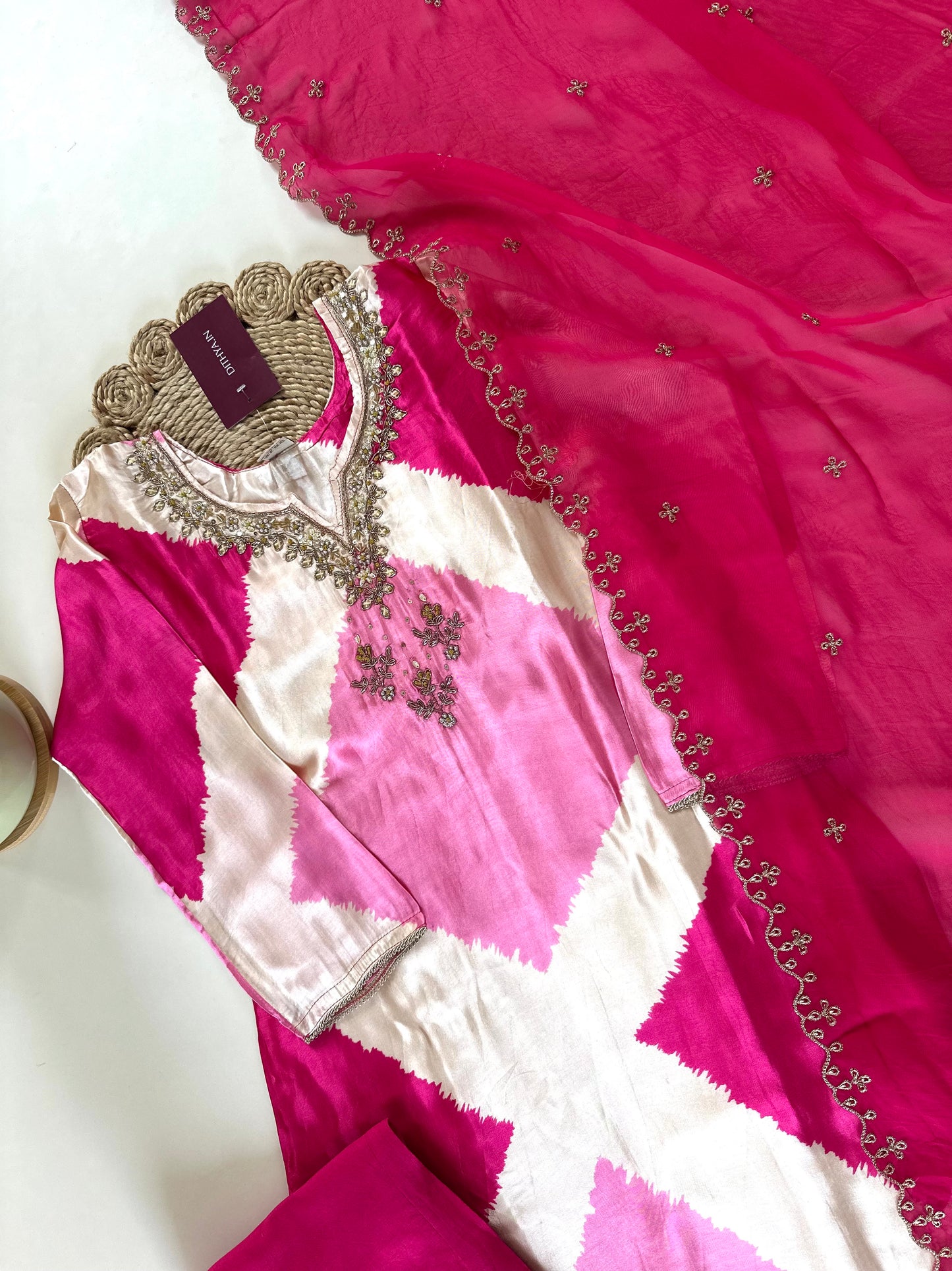 K145 - Gaji silk kurti with pants and dupatta