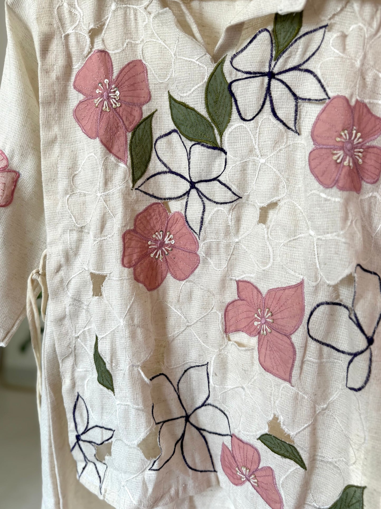 K500 - Linen cotton appliqué embroidered coord sets in 2 colours