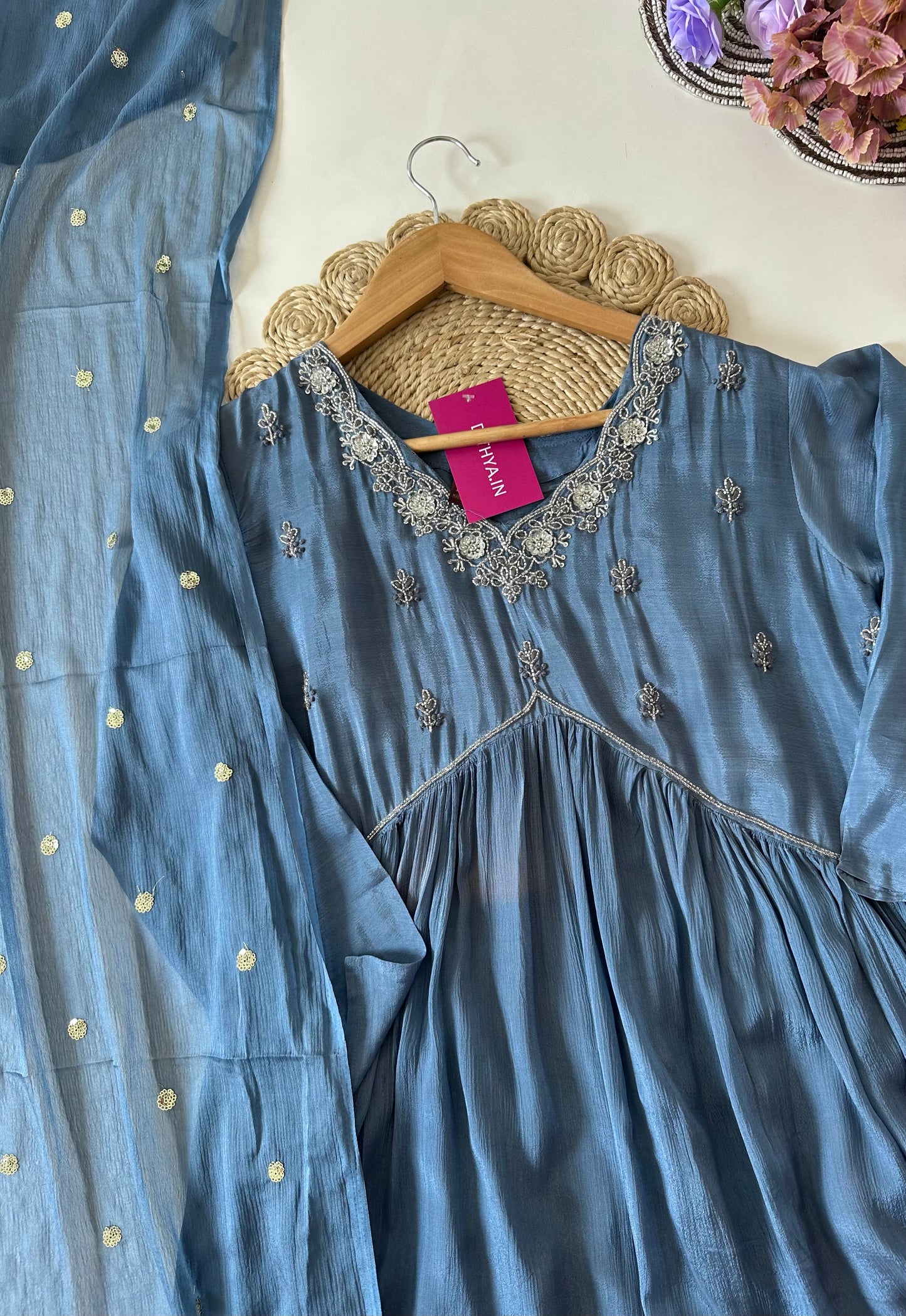 D021 -Chinnon Alia cut Anarkali with pants and dupatta