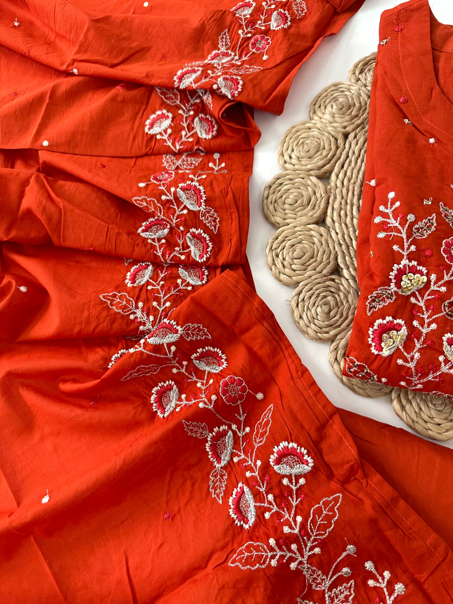 K210 - Mul cotton Anarkali with pants and dupatta
