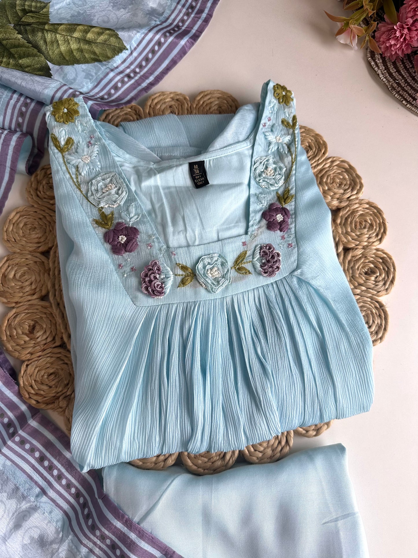 K474 - Chinnon Aline Kurti with pants and dupatta